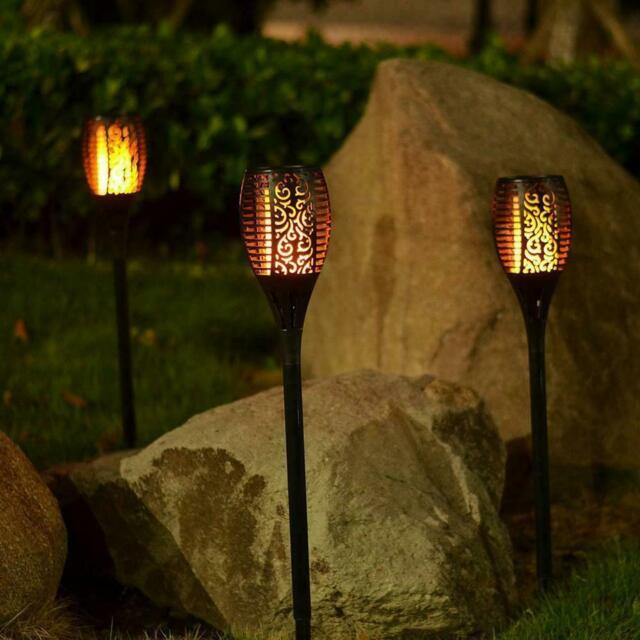 Hot Item Flame Solar Torch Light Warm White Flickering Stake Outdoor