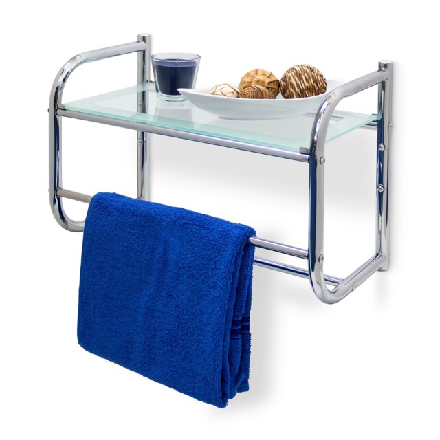 Stainless Steel Wall Shelf Chrome Towel Holder Easy Installation