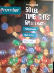 50 Multi Colour Led Lights Premier Multi Action Battery Operated Timer