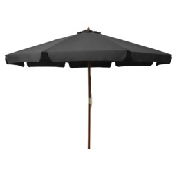 Garden Parasol Anthracite 330cm Polyester Canopy Wooden Pole 48mm