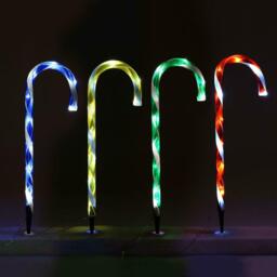 4 X 25cm Led Light Up Candy Cane Christmas Xmas Stick Outdoor