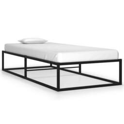 Bed Frame Black Powder-coated Metal 90x200 Cm Slatted Base Modern