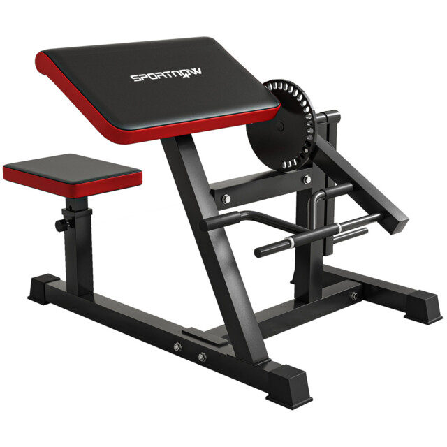 Preacher Curl Bench Black Pu Steel 105x95x80cm 5-seat 25-angle