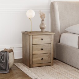 Panama Bedside Chest 3 Drawer Natural Oak Wax Bedroom Furniture By