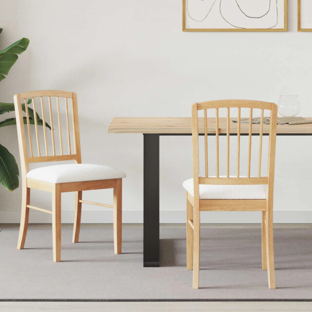 Dining Chairs 2 Pcs Natural 50 X 52.5 X 91 Cm Solid Rubber Wood Vidaxl