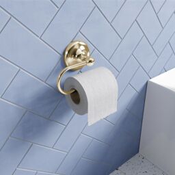 Croydex Flexi-fix Gold Toilet Roll Holder, Bathroom Accessories -