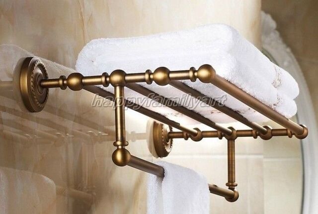Antique Brass Towel Bar Rail Rack Holder Shelf Rod Bathroom Wall