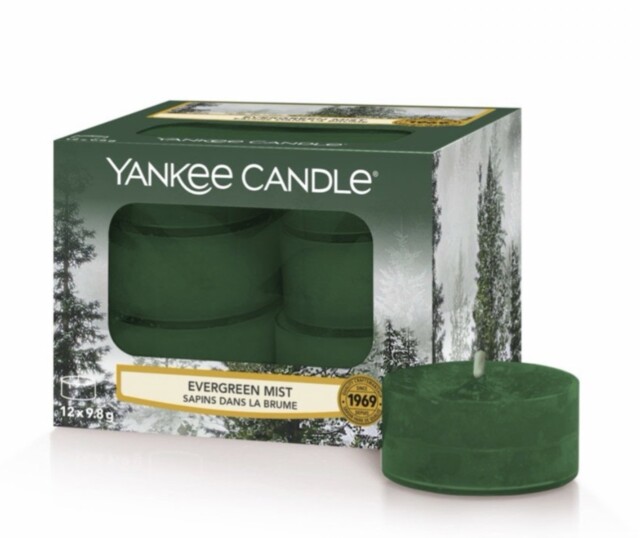 Yankee Candle Tea Light Scented Candles, Evergreen Mist, Alpine 12