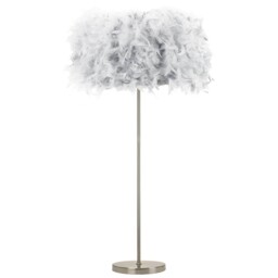 Modern And Chic Real Grey Feather Floor Lamp With Satin Nickel Base