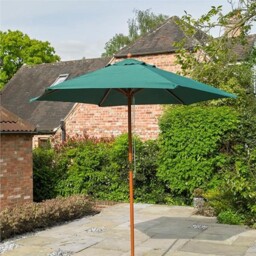 2.4m Wooden Garden Parasol 36mm Green Umbrella Large Furniture Canopy