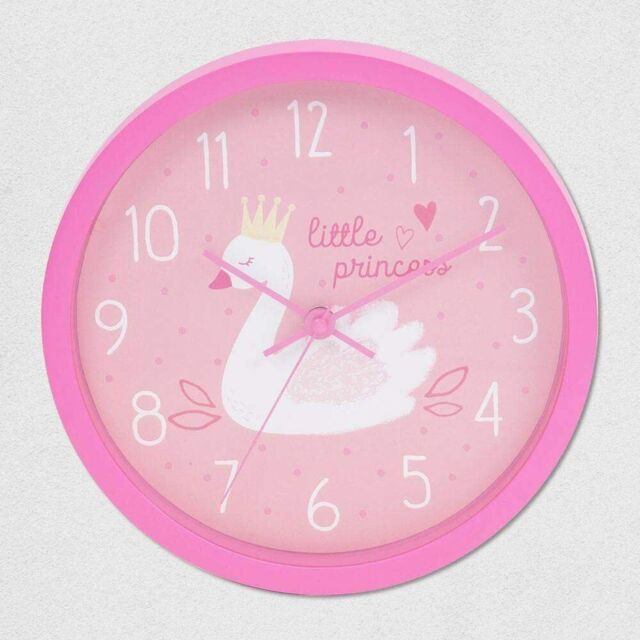 Little Princess Swan Pink Wall Clock Battery Operated