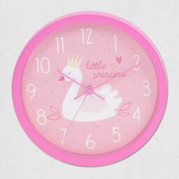 Little Princess Swan Pink Wall Clock Battery Operated