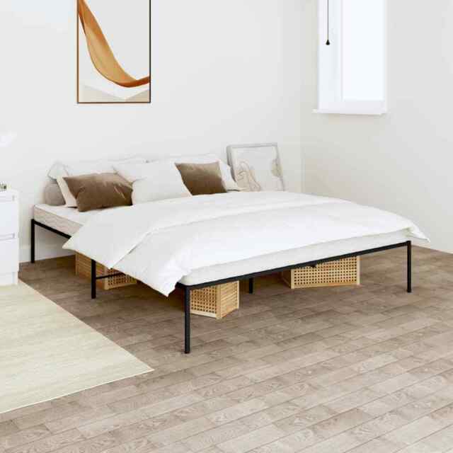Metal Bed Frame Black 160x200 Cm Vidaxl