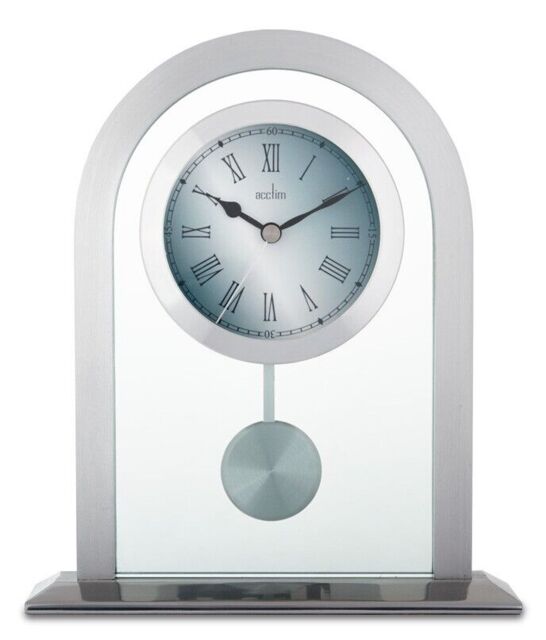 Acctim Bathgate Pendulum Mantel Clock Quartz Metal Glass Floating