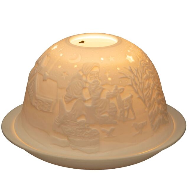 Nordic Lights Xmas Santa Reindeer Porcelain Tealight Candle Holder