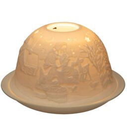 Nordic Lights Xmas Santa Reindeer Porcelain Tealight Candle Holder