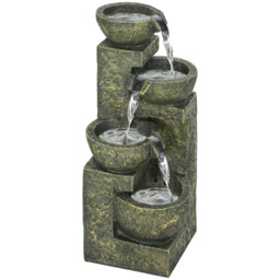 Outdoor Water Fountain Black/yellow 60cm 4-tier Stone Resin Bowl