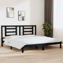 Bed Frame Black Solid Wood Pine 200x200 Cm Vidaxl