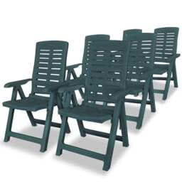 Reclining Garden Chairs 6 Pcs Plastic Green Vidaxl