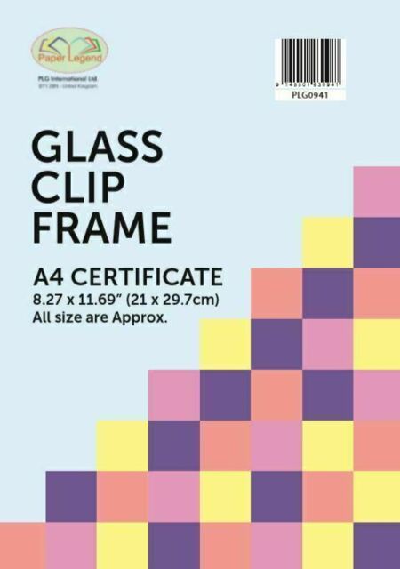 A4 Certificate Glass Clip Frame Picture Photo Poster Frameless Frame