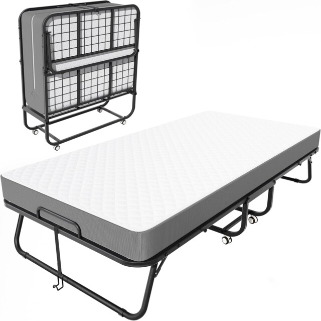 "75""x31"" Folding Bed Mattress With 5in Memory Foam Mattress And Metal"