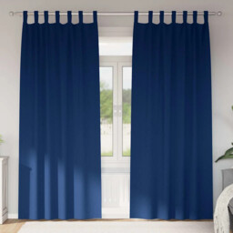 Curtains With Curtains 2 Pcs Dark Blue Polyester Vidaxl