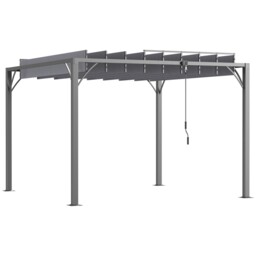 Outsunny 3 X 3(m) Outdoor Louvered Metal Pergola With Retractable