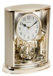 Rhythm Unisex Two Tone Oval Rotating Pendulum Mantel Clock - Gold
