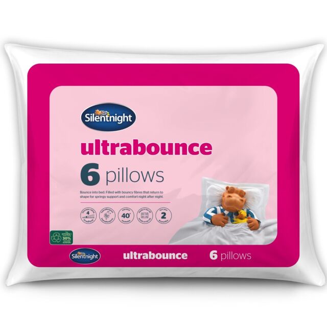 Silentnight Pillows Ultrabounce 6 Pack Bouncy Filled Comfy Soft Hotel