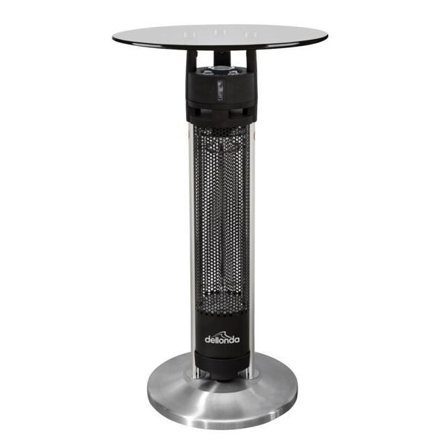 Dellonda Bistro Table With 1600w Heater, 95cm, Black/stainless Steel