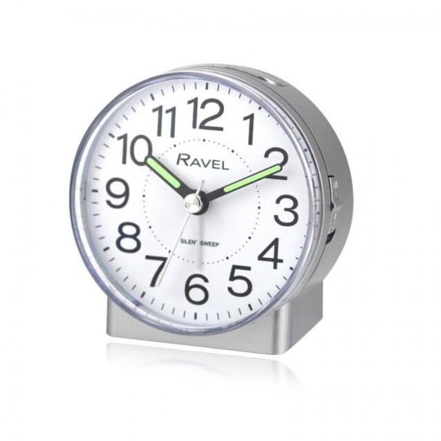 Quartz Alarm Clock Silent Sweep Snooze Light Easy Read Bedside Silver