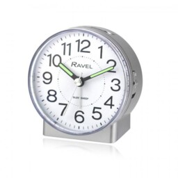 Quartz Alarm Clock Silent Sweep Snooze Light Easy Read Bedside Silver