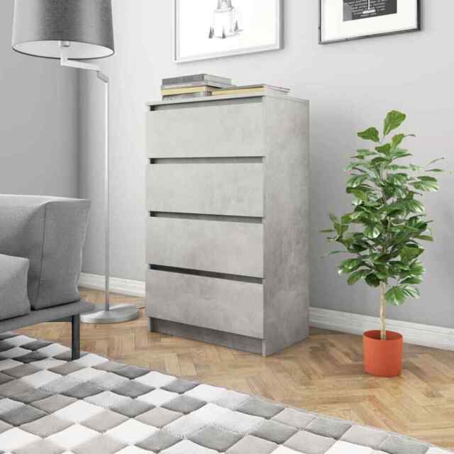 Sideboard Concrete Grey 60x35x98.5 Cm Engineered Wood Vidaxl