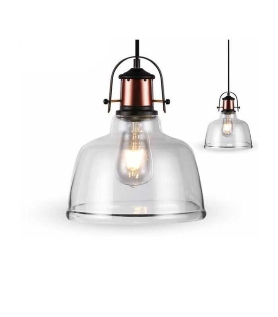 Pendant Holder E27 Vintage Metal + Glass
