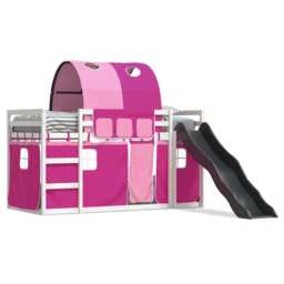 Bunk Bed With Slide And Curtains Pink 90x200 Cm Vidaxl