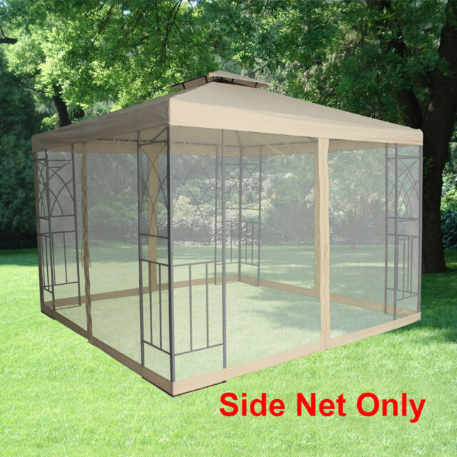 Mosquito Side Net Fly Screen Netting With Zipper For 3x3m Metal Gazebo