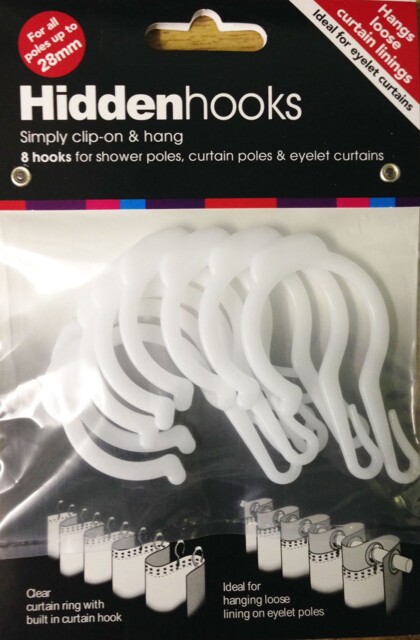 Hidden Curtain Hooks, Add Lining To Eyelet Curtains, No Sewing 28 Mm,