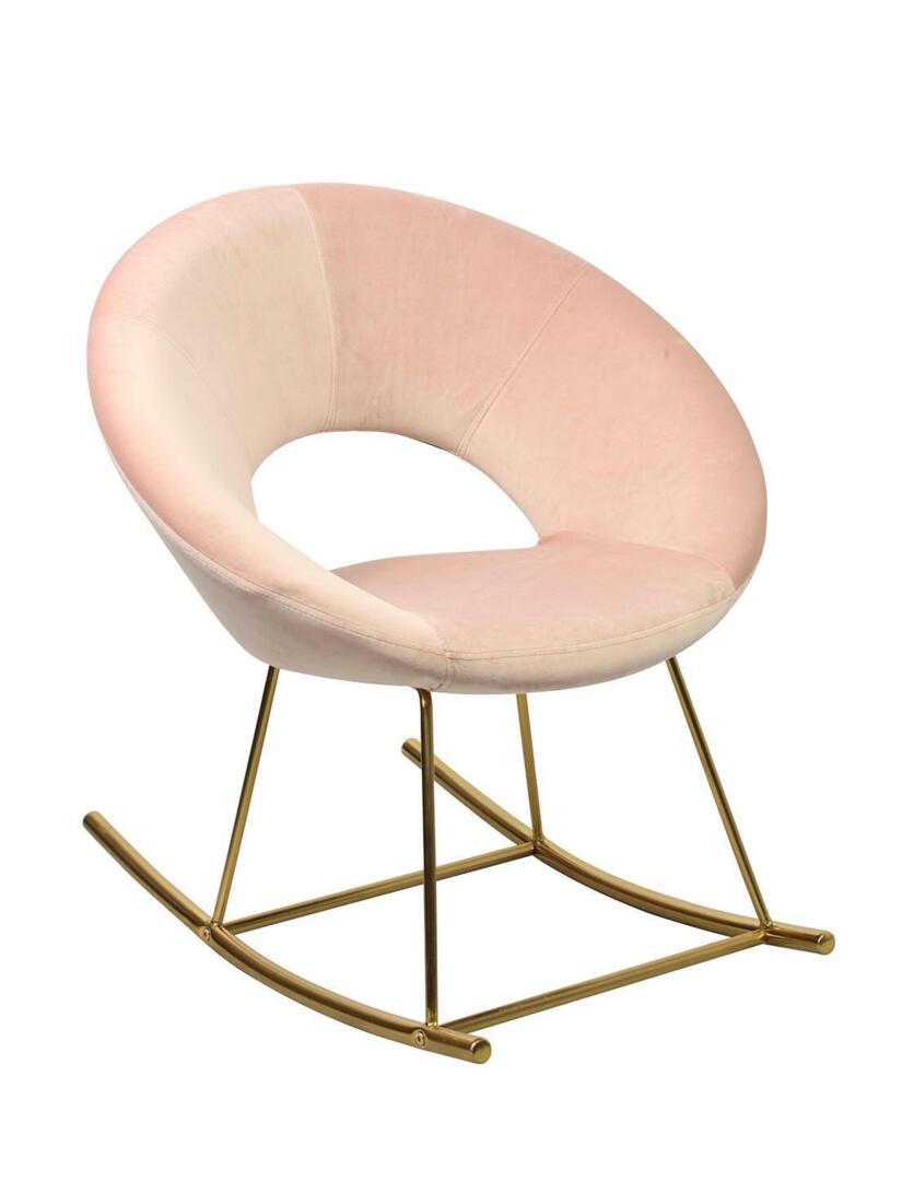 Stella Rocking Chair Pink Velvet Modern Living Room Bedroom Dining