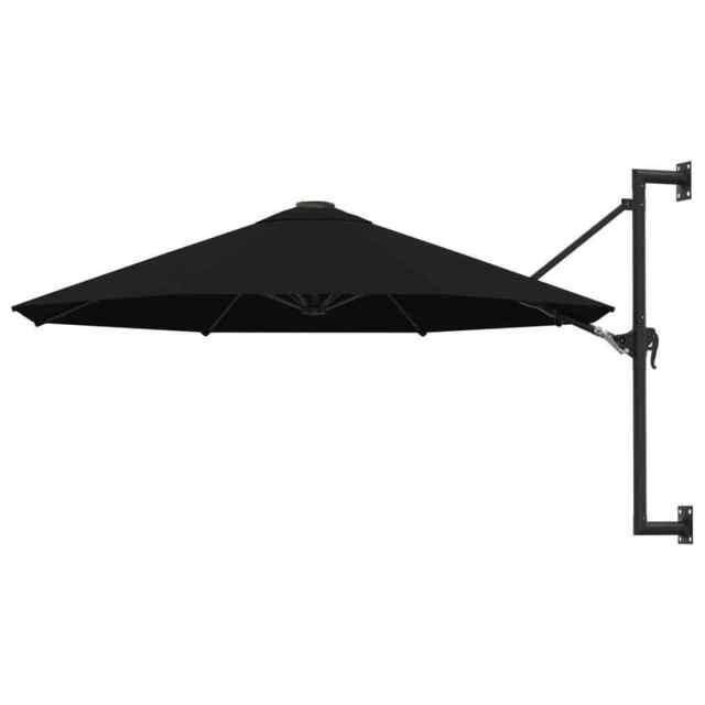 Wall-mounted Parasol With Metal Pole 300 Cm Black Vidaxl