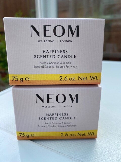 Neom Happiness Scented Candles 2 X 75g Bnib Neroli Mimosa & Lemon