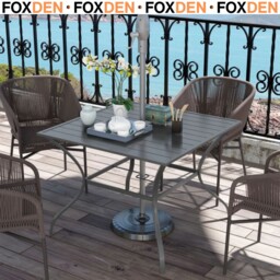 94 X 94 Cm Garden Table With Parasol Hole, Outdoor Dining Garden Table