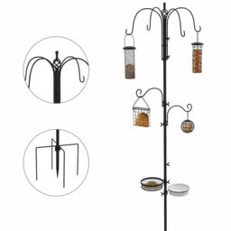 Pawhut Bird Feeding Station Kit Wild Bird Feeder Pole W/ 6 Hooks 4