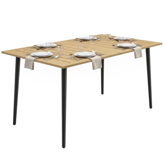 Outsunny 150 X 90cm Garden Dining Table With Parasol Hole, Table Only,
