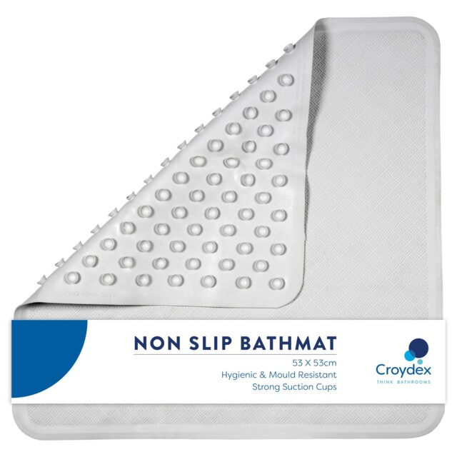 Croydex Rubagrip Square Shower Mat - Secure Grip Suction Cups For A