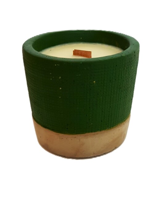 Concrete Pot Candle Sea Moss & Herbs Scent - Rose Wood Wick - Soy Wax