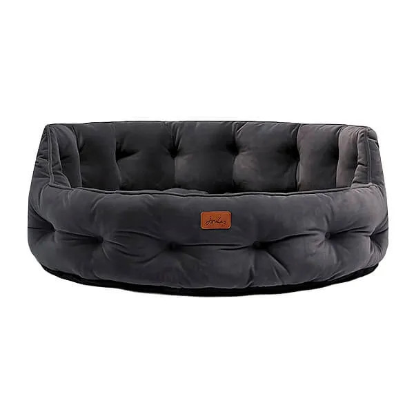 Joules Dog Bed Chesterfield Grey Large Soft Luxury Cushion Bed