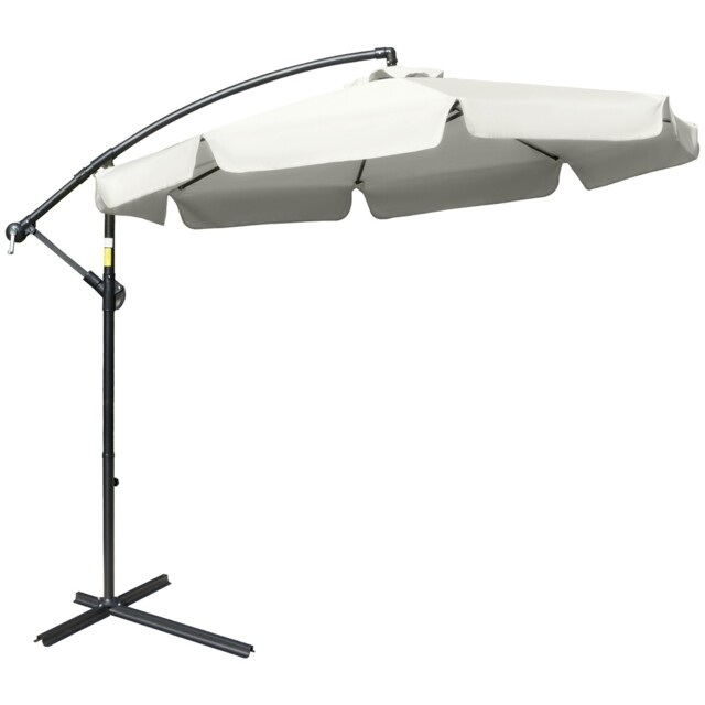 2.7m Garden Cantilever Banana Parasol Sun Shade With Crank Cream White