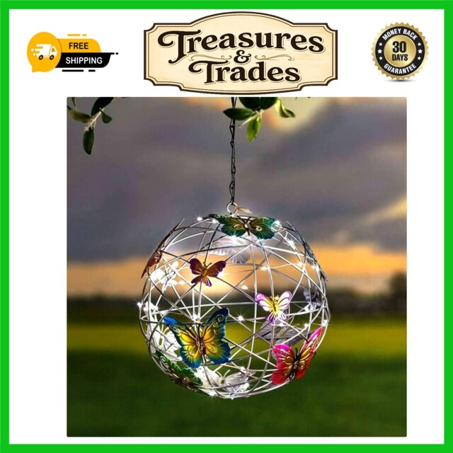 Stunning Solar Hanging Butterfly Ball Light Waterproof Garden Decor