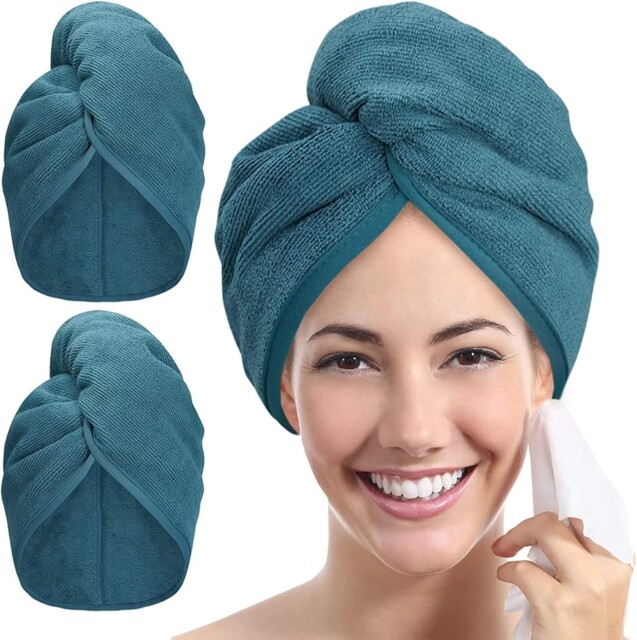 Youlertex Microfibre Hair Towel Wrap: 2pack Hair Turban Super