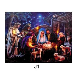 Christmas Canvas Picture Led Light Up 40cm X 30cm - Nativity - J1